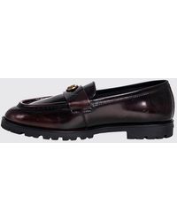 Pinko - Nora Smooth Leather Penny Loafers With Strap And Metallic Love Birds Logo - Lyst