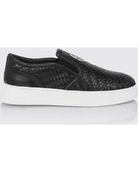 Philipp Plein - Monogram Woven Leather Slip-On Trainers With Hexagon Logo - Lyst