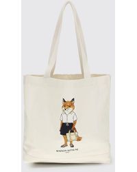 Maison Kitsuné - Maison Kitsun&Eacute Printed Cotton Tote Bag - Lyst