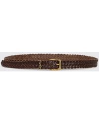Saint Laurent - Cassandre Woven Leather Belt - Lyst