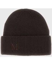 Max Mara - Ribbed Wool Beanie Hat With Jacquard Logo And Cuff - Lyst
