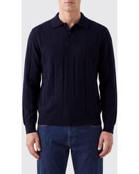 Canali - Long-Sleeved Virgin Wool Knit Polo With A Two-Button Placket - Lyst