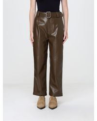 Twinset - High-Waisted Straight-Leg Cropped Faux Leather Trousers - Lyst