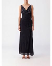 Rabanne - Draped Long Evening Gown With Metal Mesh Application - Lyst