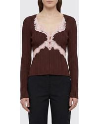 Self-Portrait - Ribbed Viscose And Lace Top - Lyst