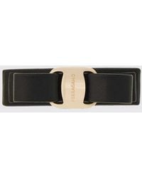 Ferragamo - Vara Bow Calf Leather And Brass Hair Clip - Lyst