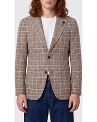 Lardini - Slim Fit Wool And Cashmere Blazer With Houndstooth Pattern - Lyst