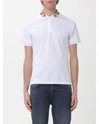 Versace Jeans Couture - Cotton Polo Shirt With Baroque Print Collar - Lyst