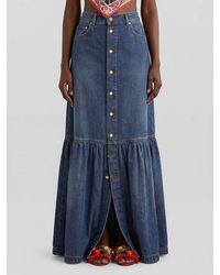 Dolce & Gabbana - Dolce &Amp Gabbana High-Waisted A-Line Long Denim Skirt - Lyst