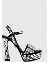 Philipp Plein - Suede Platform Sandals With High Heel And Rhinestones - Lyst