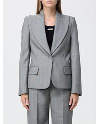 McQueen - Single-Breasted Short Viscose Blazer With Peak Lapels - Lyst