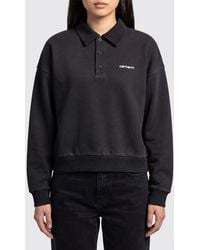 Carhartt - Long-Sleeved Cotton Sweat Polo Shirt With Contrasting Logo - Lyst