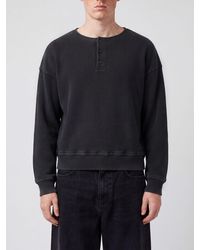 Our Legacy - Crewneck Cotton Sweatshirt With 3-Buttons And Dropped Shoulders - Lyst