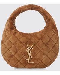Saint Laurent - Icarino Quilted Suede Handbag With Ysl Logo - Lyst
