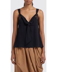 Chloé - Chlo&Eacute V-Neck Pure Silk Top With Embroidered Lace Inserts - Lyst