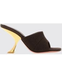 AMINA MUADDI - Taylor Raffia Mules With Sculptural Heel - Lyst