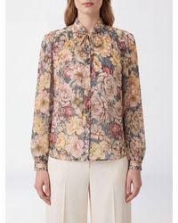 Twinset - Floral Print Viscose Blouse With Pussy-Bow Collar - Lyst
