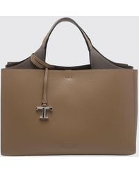 Tod's - Hammered Leather Tote Bag With Double Handle And Shoulder Strap - Lyst