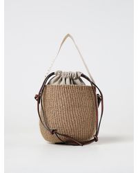 Chloé - Chlo&Eacute Woody Woven Raffia And Leather Bag - Lyst
