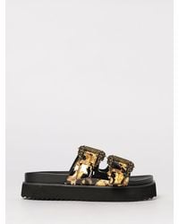 Versace Jeans Couture - Patent Leather Baroque Print Sandals - Lyst