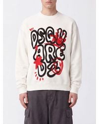 DSquared² - Sudadera De Cuello Redondo De Algodón Con Logo Estampado En Contraste - Lyst