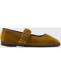 Flabelus - Mafalda Mary Jane Velvet Ballet Flats With Elasticated Inserts - Lyst