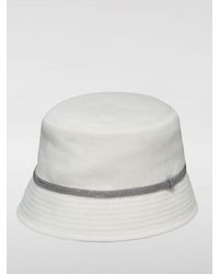 Brunello Cucinelli - Cappello in cotone e lino con monile - Lyst
