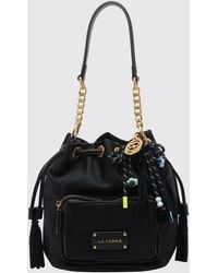 La Carrie - Nylon Bucket Bag With Chain-Link Handle And Removable Strap - Lyst