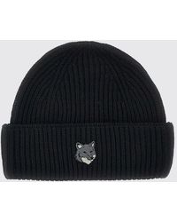 Maison Kitsuné - Maison Kitsun&Eacute Ribbed Wool Beanie With A Cuff And Contrast Logo - Lyst