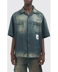 Maison Mihara Yasuhiro - Slogan Print Satin Bowling Shirt With Cuban Collar - Lyst