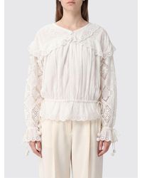 Isabel Marant - Nowana V-Neck Viscose Blouse With Embroidered Lace Inserts - Lyst