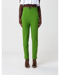 Elisabetta Franchi - Double Stretch Crepe Trousers With Logo - Lyst