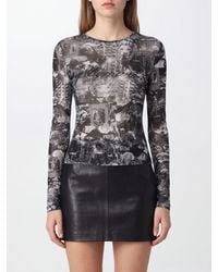 Blumarine - Slim Fit Long-Sleeved Top With Contrasting Graphic Logo Print - Lyst