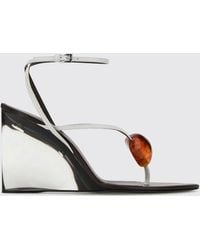 Alaïa - Leather Thong Wedge Sandals With Sculptural Heel And Embroidery - Lyst