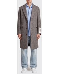 Golden Goose - Single-Breasted Long Chevron Wool Coat With Peak Lapels - Lyst