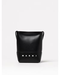 Marni - Tarpaulin Canvas Bag With Logo Print - Lyst