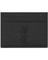 Saint Laurent - Cassandre Crocodile-Embossed Leather Card Holder - Lyst