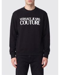 Versace Jeans Couture - Bicolour Cotton Crewneck Sweatshirt With Contrast Logo - Lyst