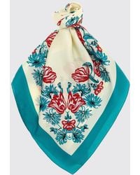 Pinko - Limbo Floral Print Silk Blend Twill Scarf - Lyst