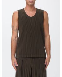 Homme Plissé Issey Miyake - Homme Plissé Issey Miyake Pleated Technical Crêpe Tank Top With U-Neck - Lyst