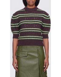 Marni - Jersey De Puro Cachemir A Rayas Con Mangas Abullonadas - Lyst
