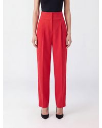 Elisabetta Franchi - High-Waisted Virgin Wool Gabardine Palazzo Trousers - Lyst