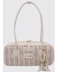 La Carrie - Woven Shoulder Bag With Double Handle And Double Zip - Lyst