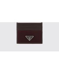 Prada - Calf Leather And Nylon Card Holder With Logo - Lyst
