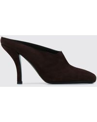 TOTEME - Suede Sheepskin Mules With Round Toe And Stiletto Heel - Lyst