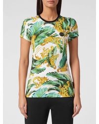 Philipp Plein - Slim Fit Jersey T-Shirt With Baroque And Tropical Print - Lyst