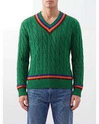 Polo Ralph Lauren - V-Neck Wool And Cotton Blend Sweater With Contrast Tipping - Lyst