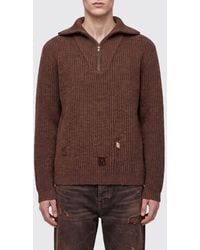Maison Margiela - Linen And Wool High Neck Jumper With Zip And Distressed Effect - Lyst