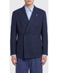 Manuel Ritz - Double-Breasted Wool And Cashmere Blazer With Peak Lapels And Patch Pockets - Lyst