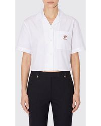Versace - Medusa Logo Cropped Cotton Shirt With Short Sleeves - Lyst